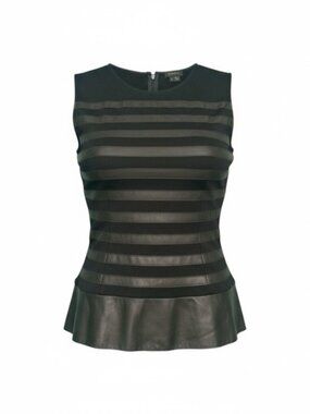 Black Sleeveless Striped Top